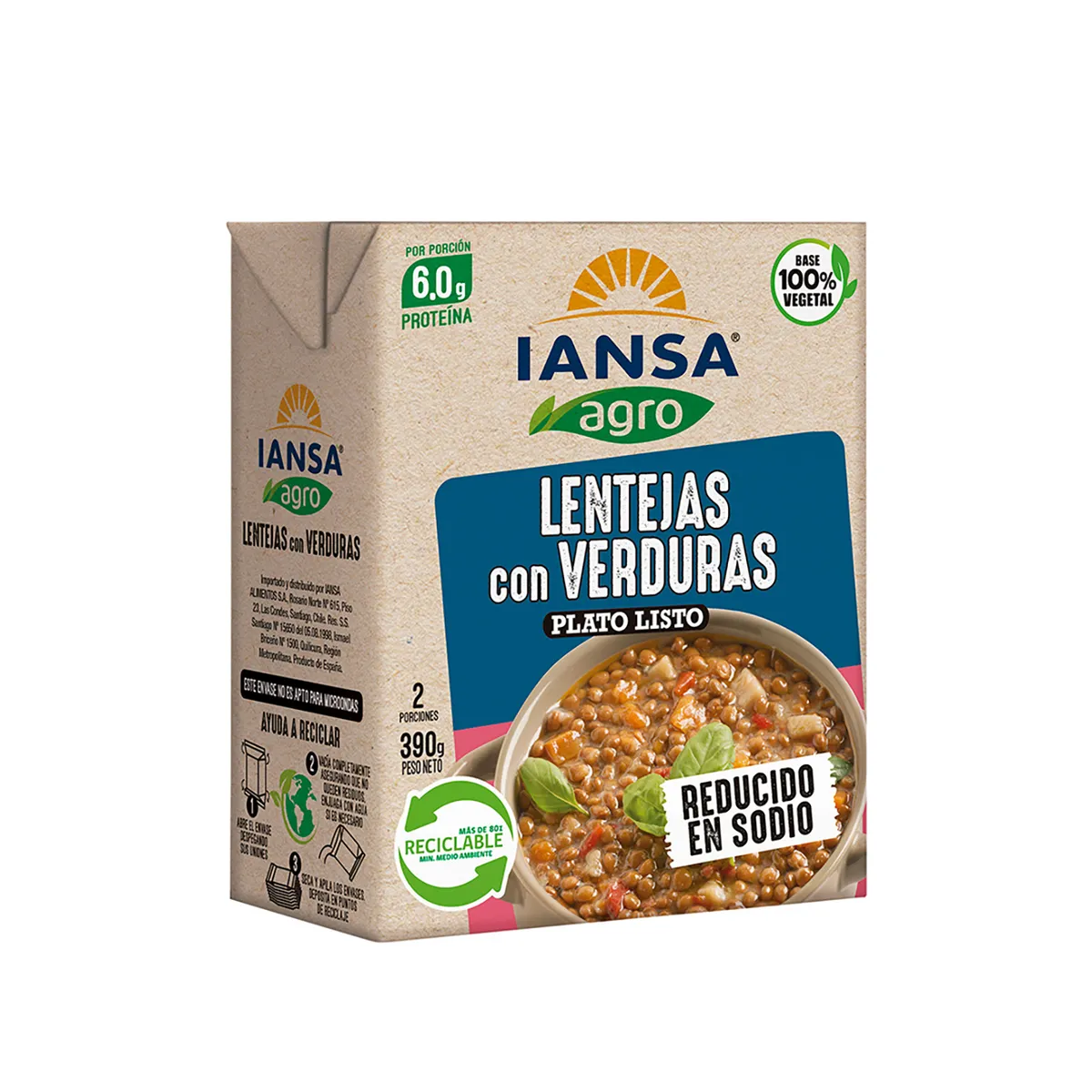 IANSA AGRO - Lentejas con Verduras Plato Listo Iansa Agro 390 g