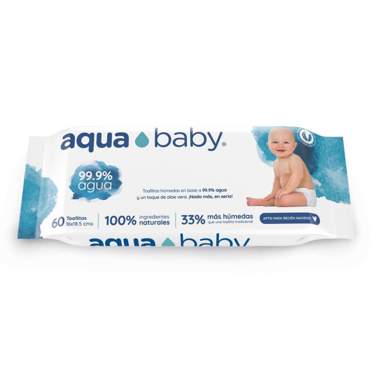 AQUA BABY - Toallitas Húmedas 99.9 Agua Aqua Baby 60 Un