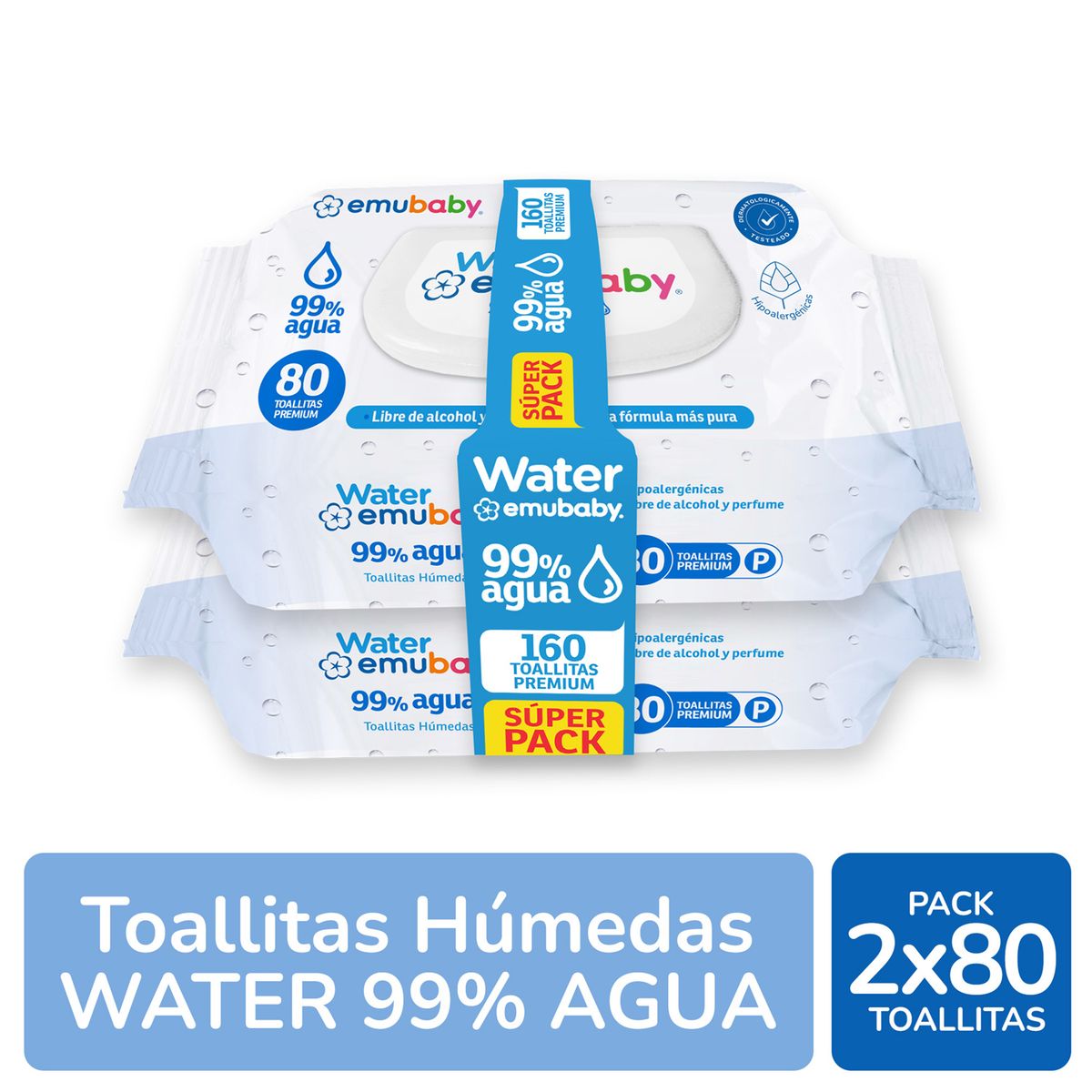 EMUBABY - Toallitas Húmedas Water Emubaby 160 Un
