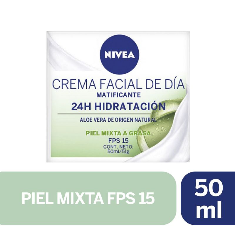 NIVEA - Crema Facial Nivea Matificante de Día FPS 15 Piel Mixta a Grasa 50 ml