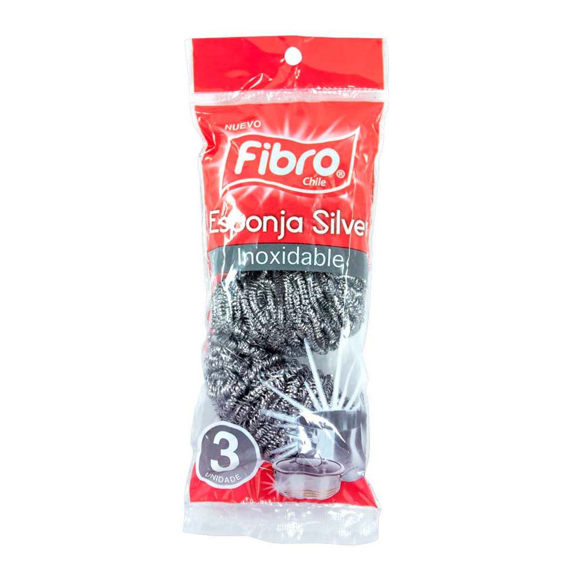 FIBRO - Esponja Silver Inoxidable Fibro 3 Un