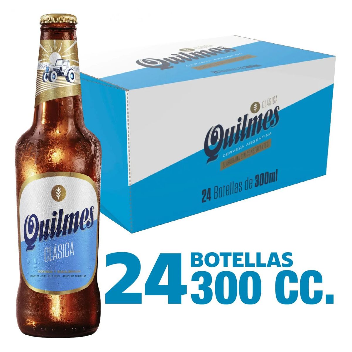 QUILMES - Pack Cerveza Quilmes Clásica Botella 4.9° 24 x 300 ml