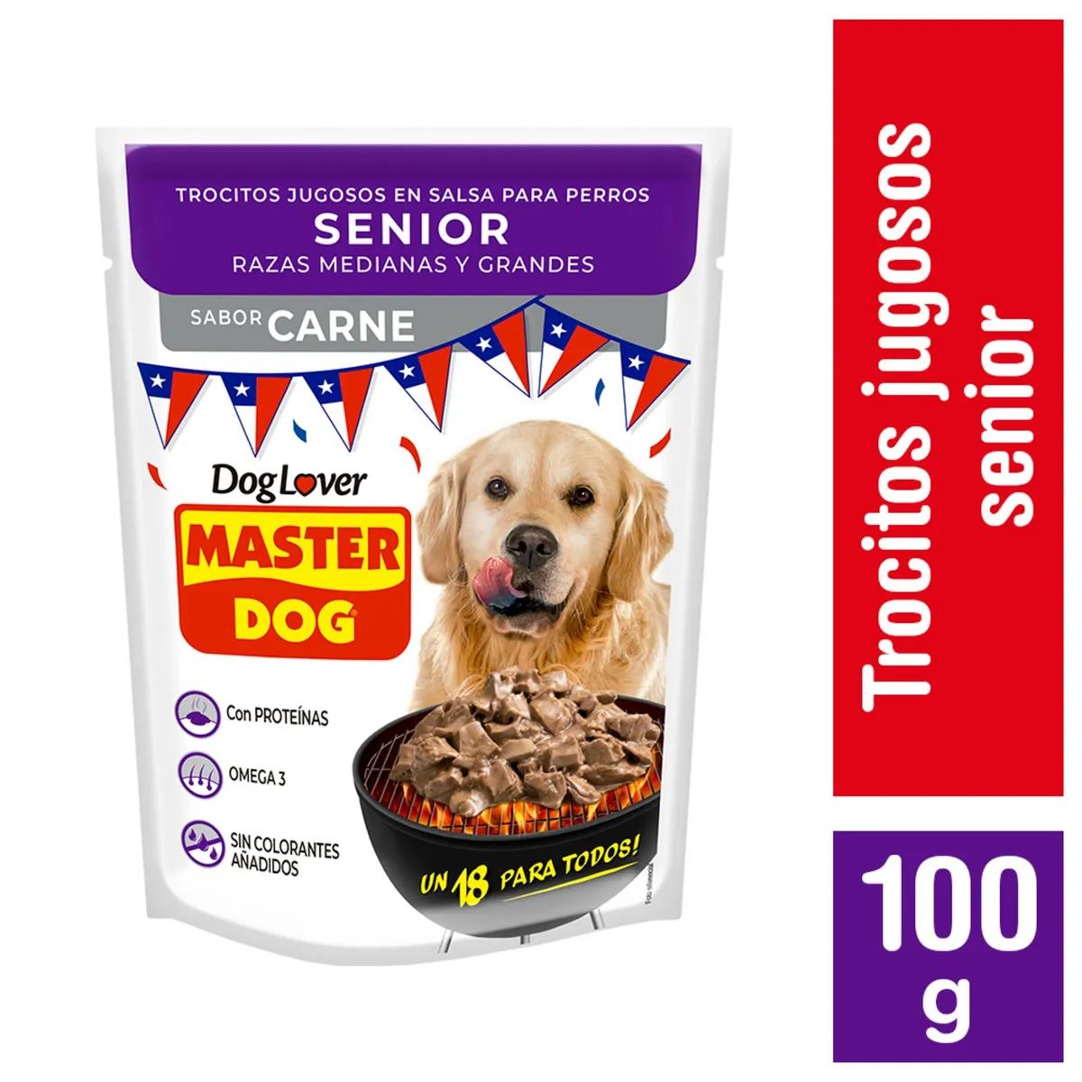 MASTER DOG - Alimento Húmedo para Perro Senior Sabor Carne 100 g