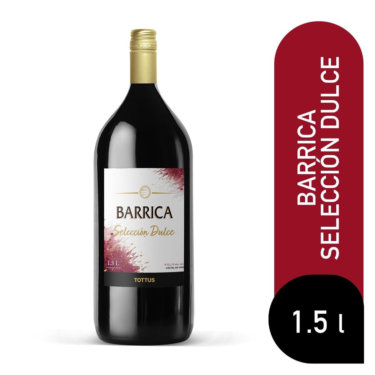 TOTTUS - Vino Tinto Botellón Selección Dulce Barrica Tottus 9° 1500 cc