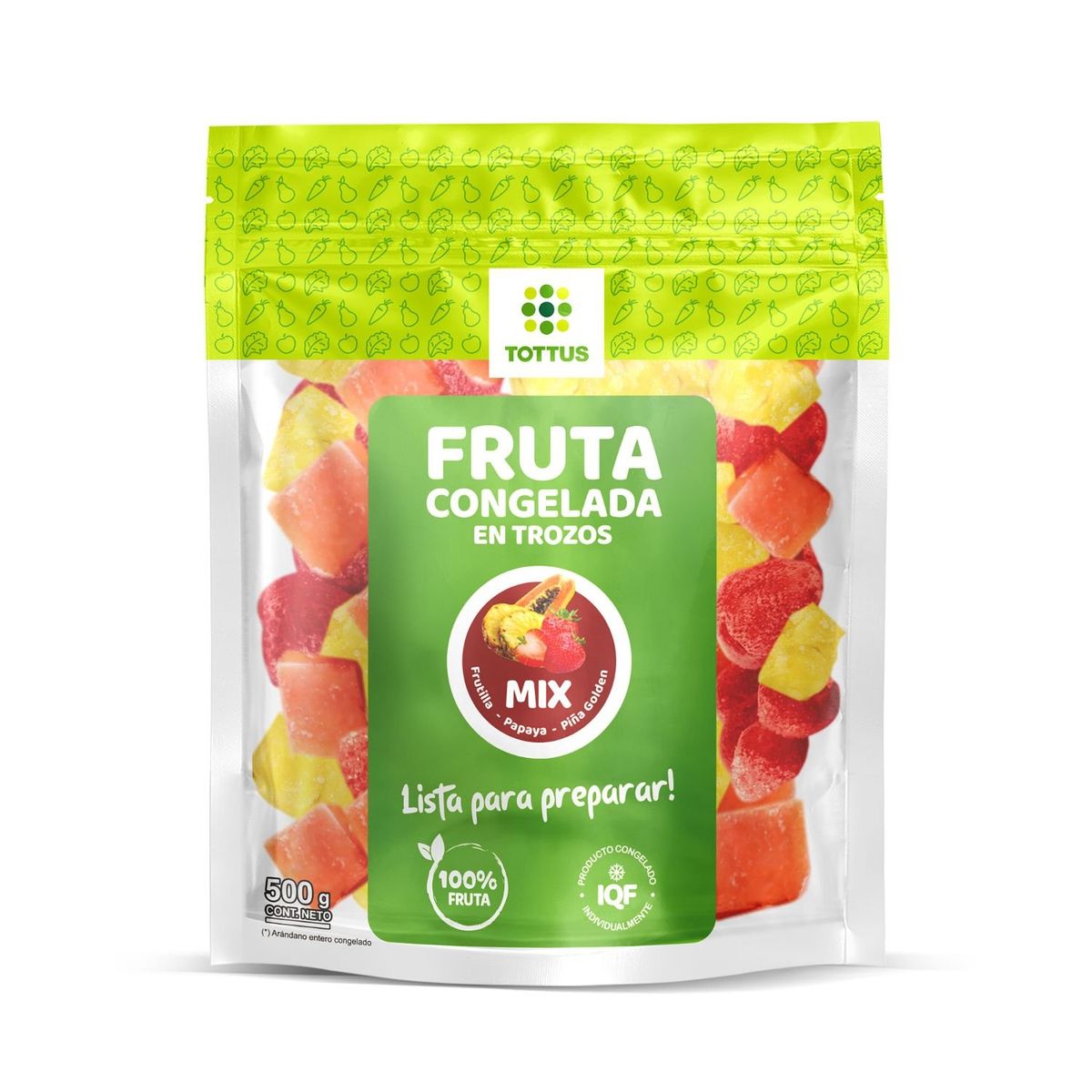 TOTTUS - Mix Fruta Congelada en Trozos Frutilla, Papaya y Piña Tottus 500 g