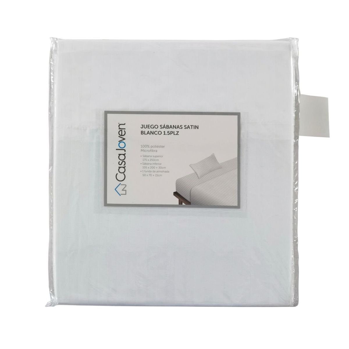 CASA JOVEN - Juego Sabanas Satin Blanco 1.5Plz