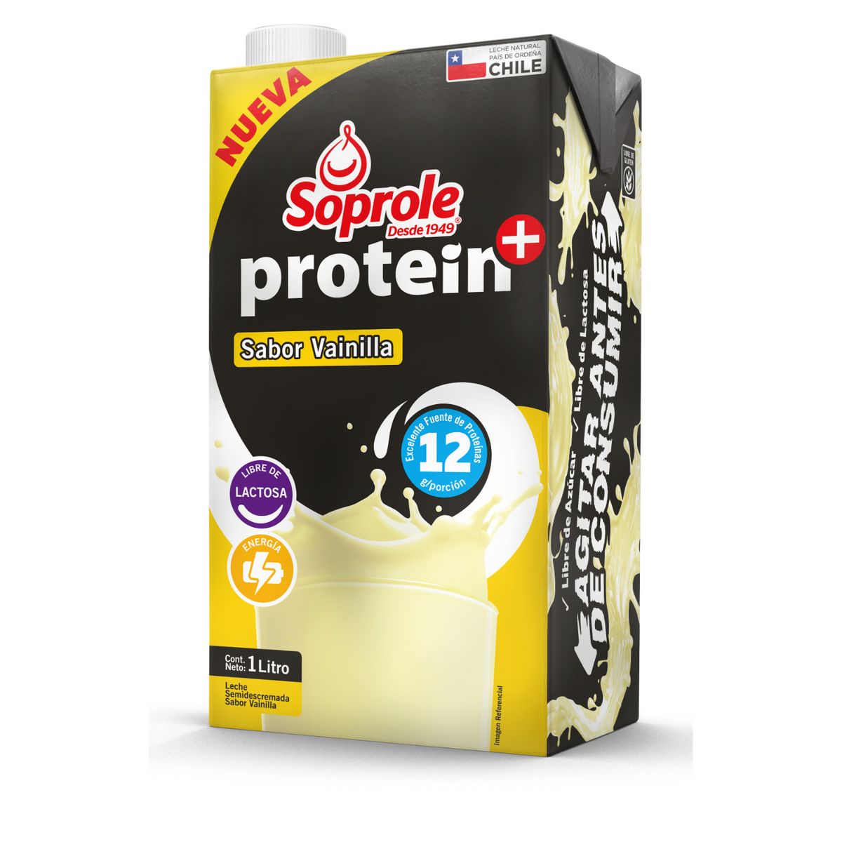 SOPROLE - Leche Semidescremada Proteín Sabor Vainilla Soprole 1 L