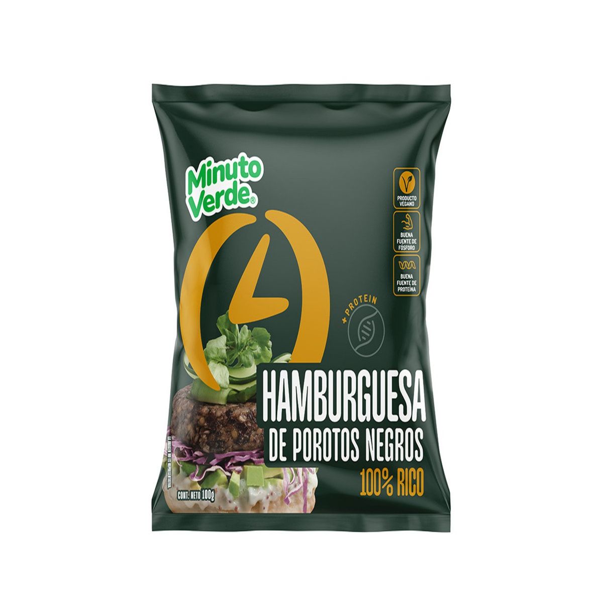 MINUTO VERDE - Hamburguesa Vegetal de Porotos Negros Minuto Verde 100 g