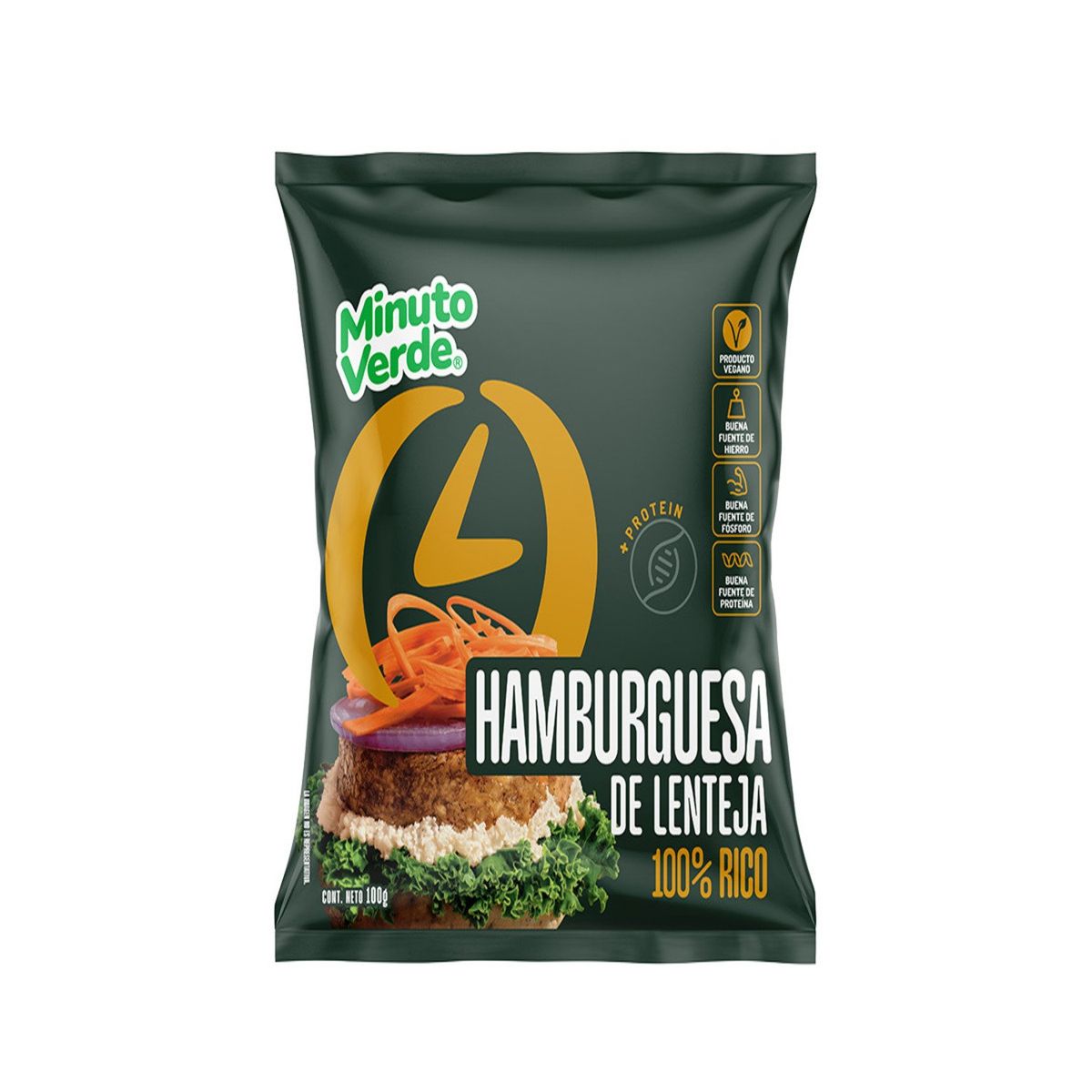 MINUTO VERDE - Hamburguesa Vegetal de Lentejas Minuto Verde 100 g