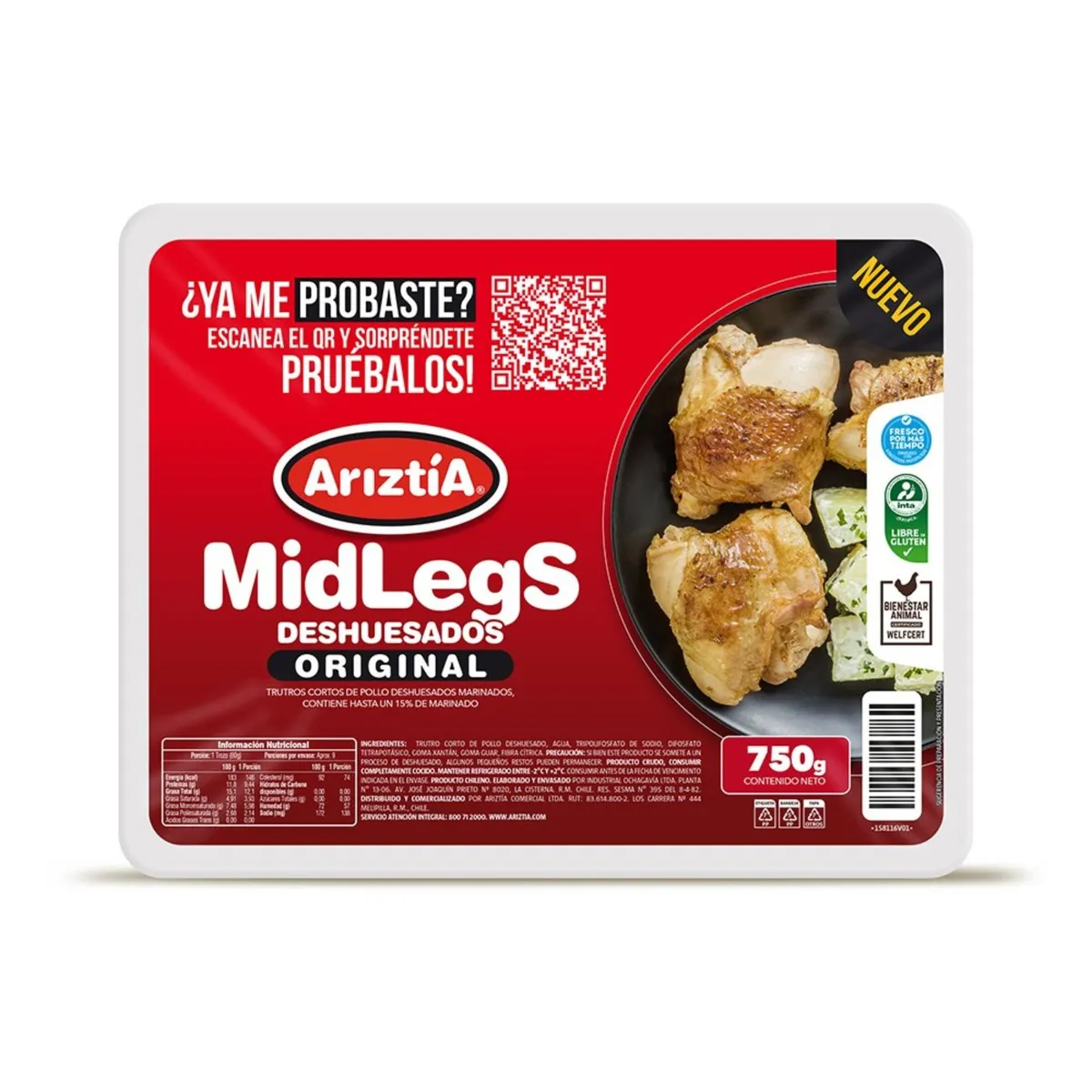 ARIZTIA - Trutros de Pollo Deshuesados Midlegs Ariztia 750 g