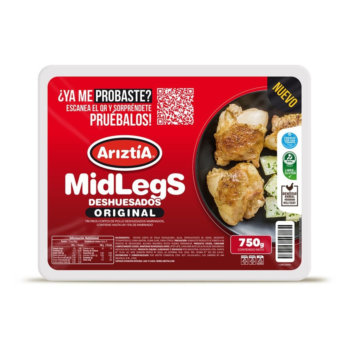 ARIZTIA - Trutros de Pollo Deshuesados Midlegs Ariztia 750 g