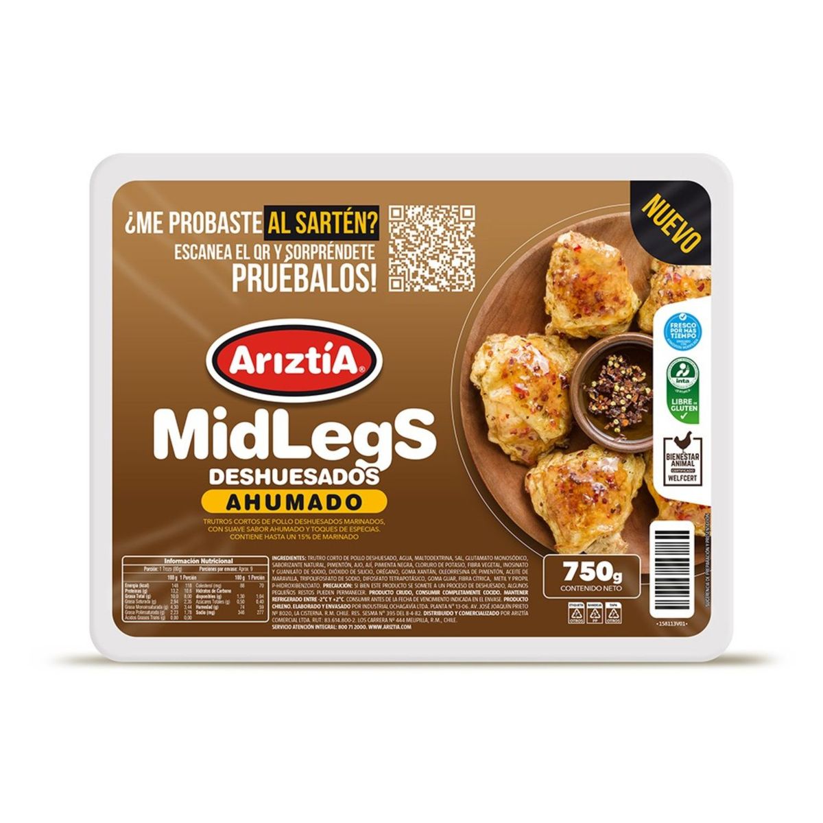 ARIZTIA - Trutos de Pollo Deshuesados Midlegs Ahumado Ariztia 750 g