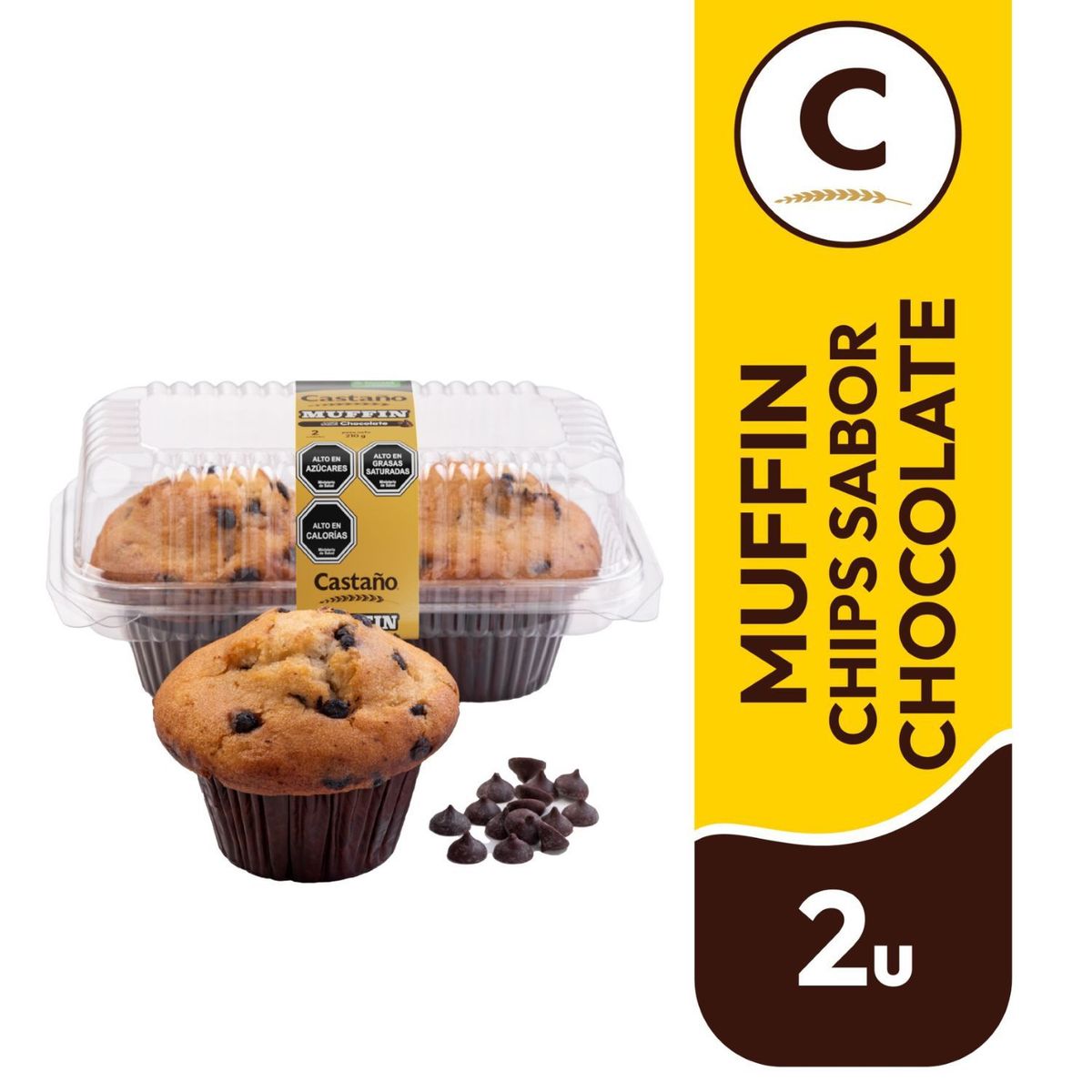 CASTAÑO - Muffins con Chips de Chocolate Castaño 210 g