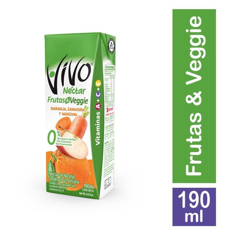 VIVO - Néctar Vivo Naranja, Zanahoria y Manzana 190 ml
