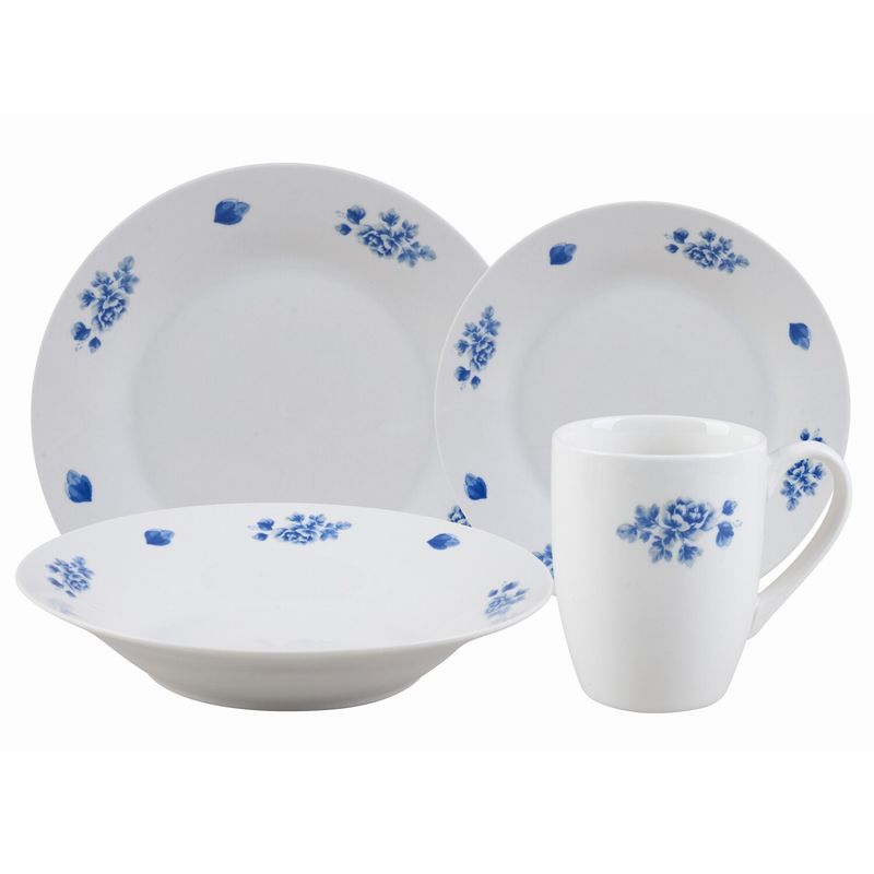 CASA JOVEN - Vajilla Porcelana 16Pz Flores Azul