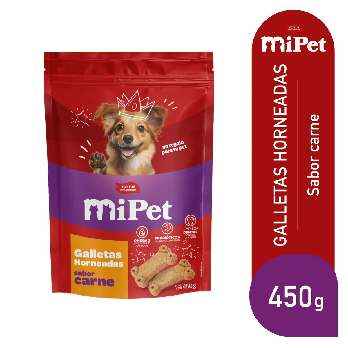TOTTUS - Galletas para Perros Mi Pet Sabor Carne Tottus 450 g