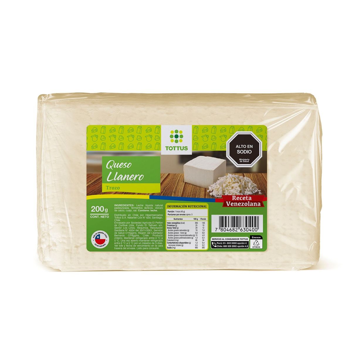 TOTTUS - Queso Llanero Trozo Tottus 200 g