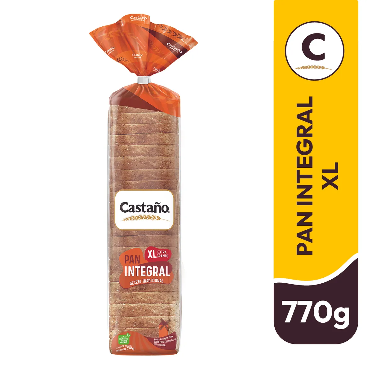 CASTAÑO - Pan de Molde XL Integral Castaño 770 g