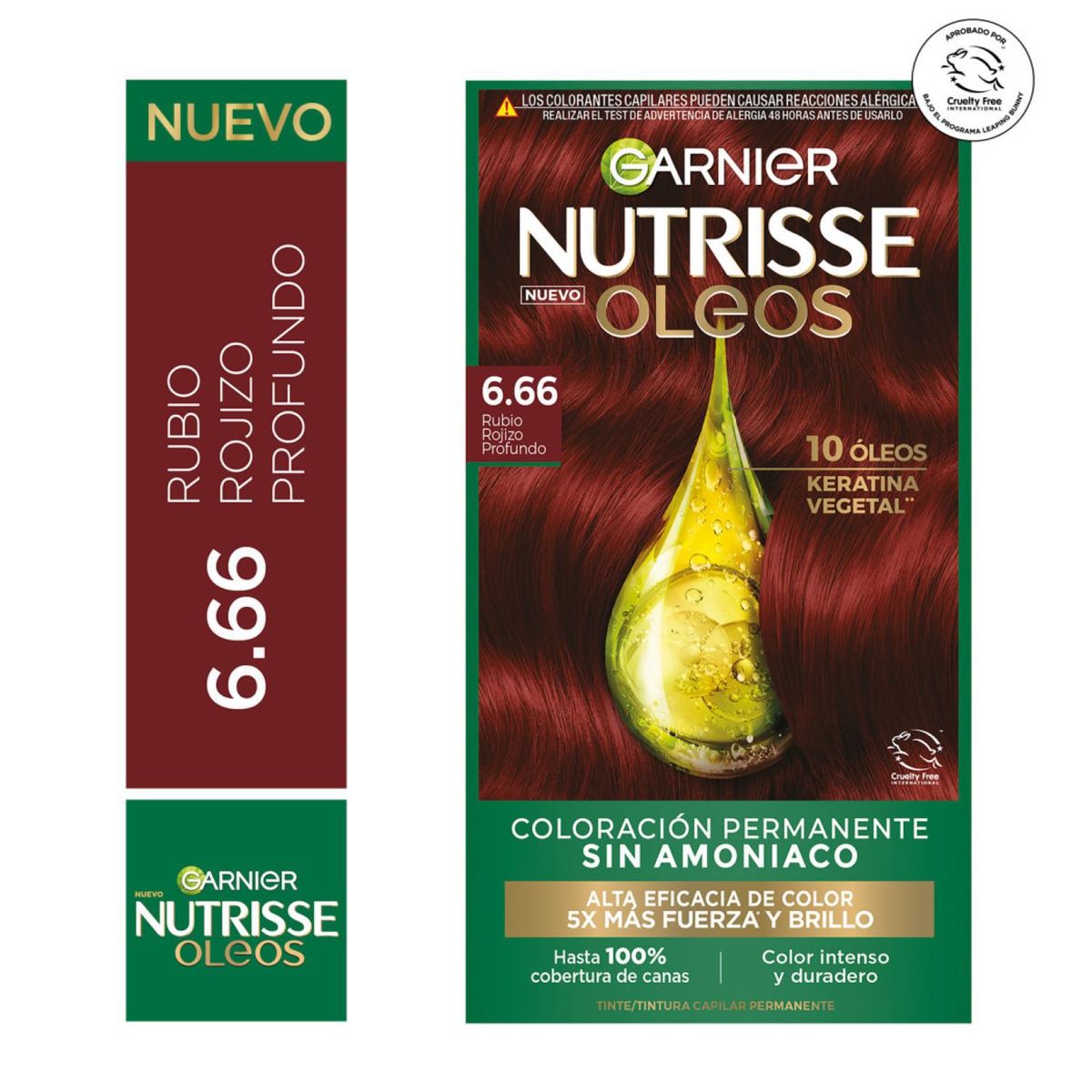 NUTRISSE - Tintura Nutrisse Oleos 6.66 Rubio Rojizo Profundo 225g