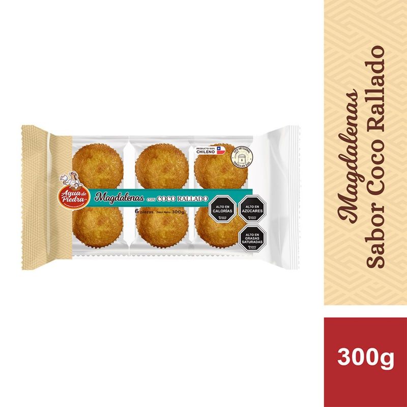 AGUA DE PIEDRA - Magdalenas con Coco Rallado Agua De Piedra 6 un 300 g