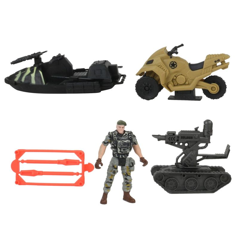 TRACK RACING - Set Militar Con Balsa Y Helicóptero 4 Pzas.