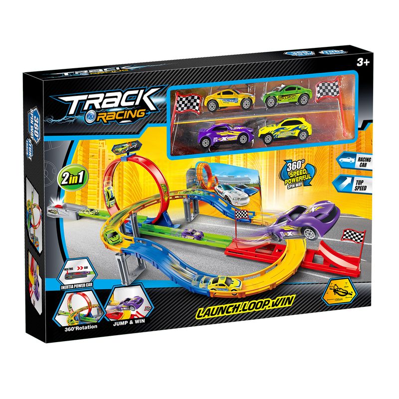 TRACK RACING - Pista De Autos Colores C/Loop y 4 Autos
