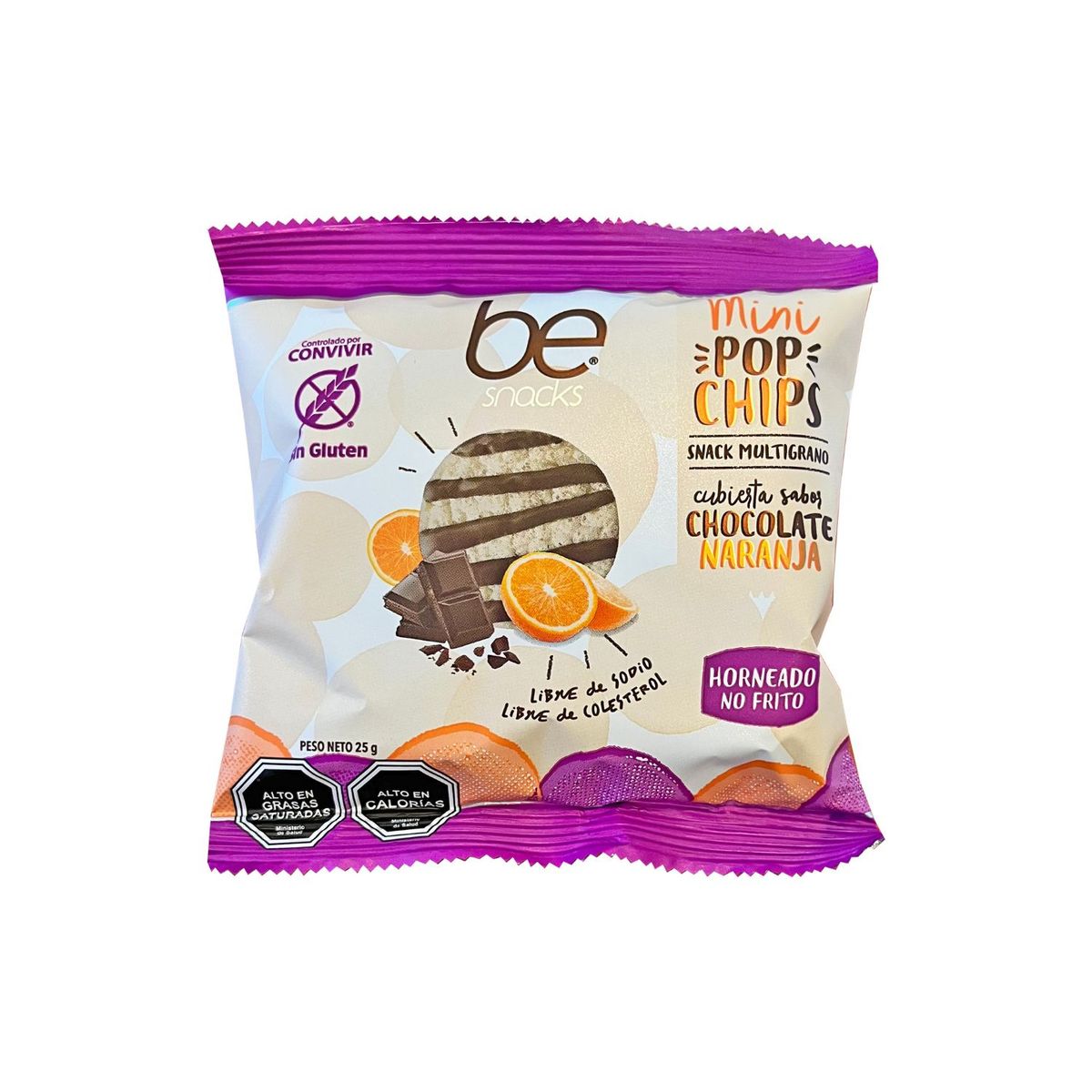 BE SNACKS - Snack Pop Chips con Cubierta de Chocolate Naranja Sin Gluten Be Snacks 25 g