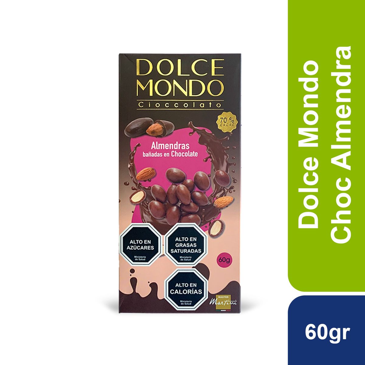 DOLCE MONDO - Almendras Bañadas en Chocolate 70% Cacao Dolce Mondo 60 g