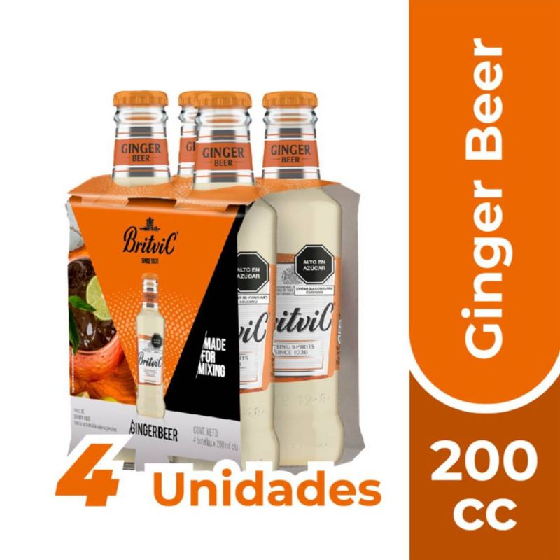BRITVIC - Pack Bebida Agua Tónica Ginger Beer Britvic 4 x 200 ml