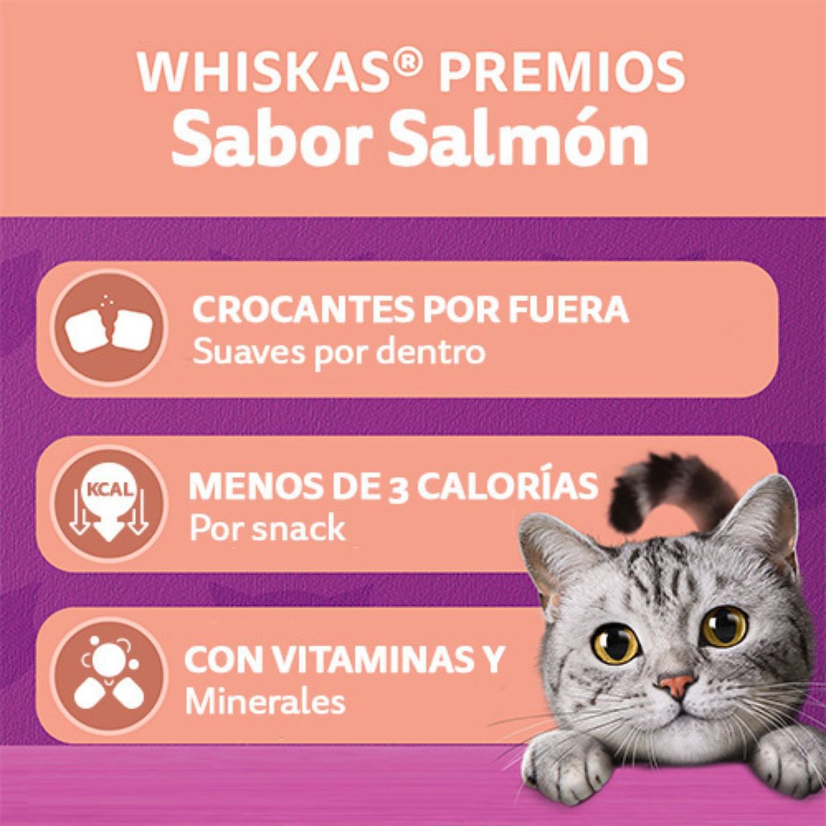 WHISKAS - Snacks para Gato Sabor Salmón Whiskas 40 g