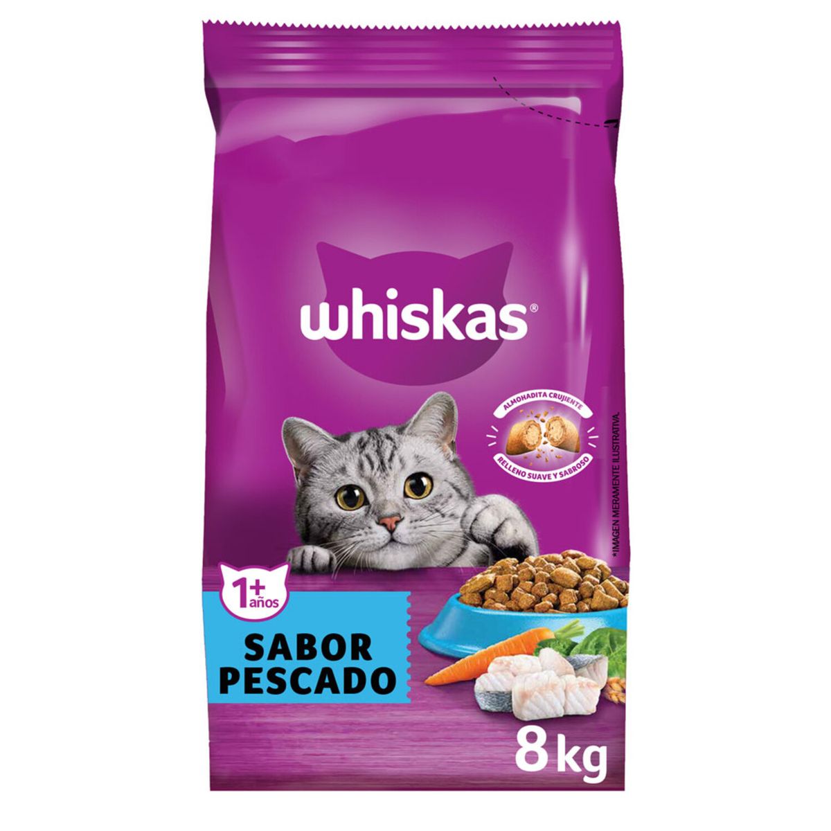 WHISKAS - Alimento Seco para Gatos Whiskas Pescado 8 Kg