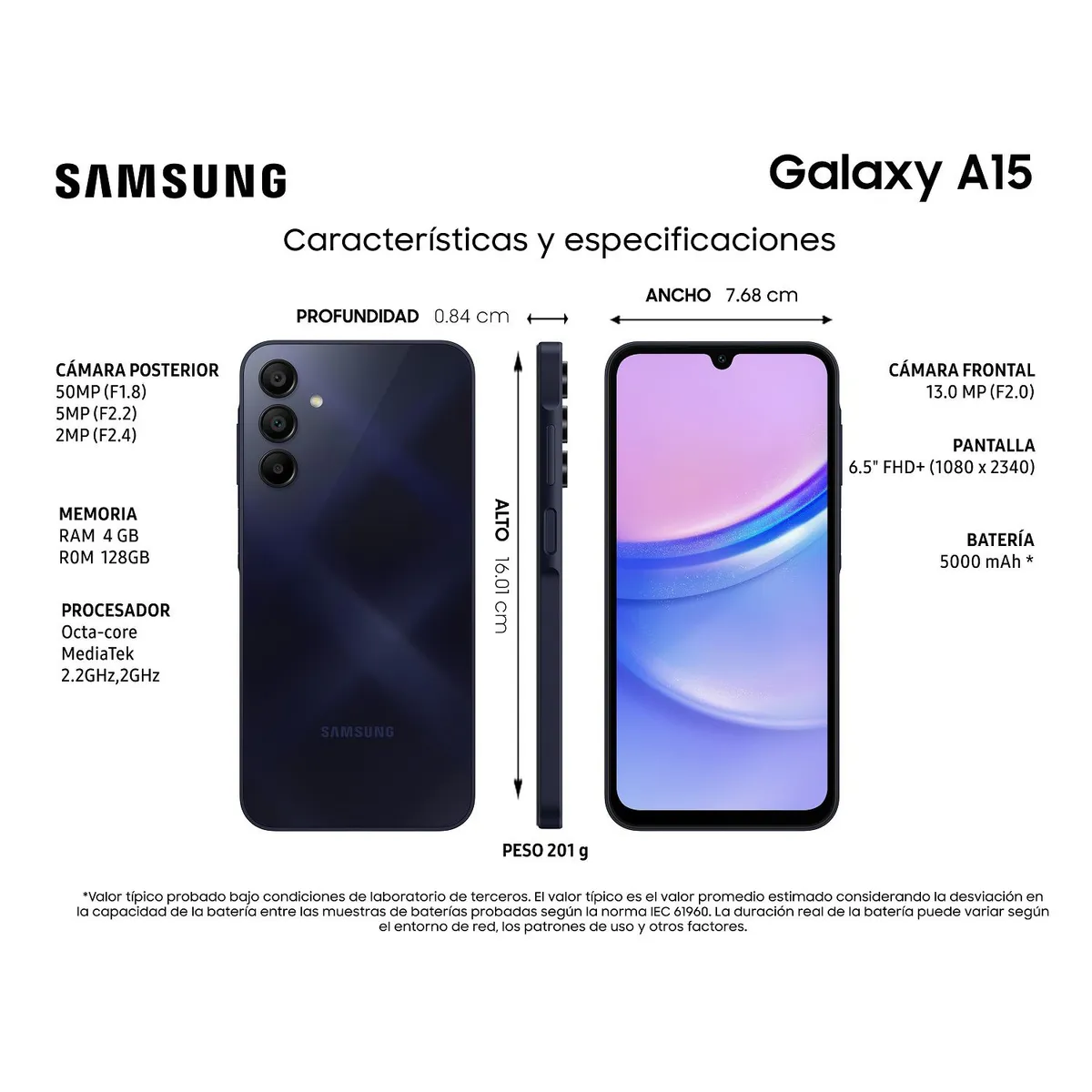 SAMSUNG - Smartphone Galaxy A15 128GB Negro