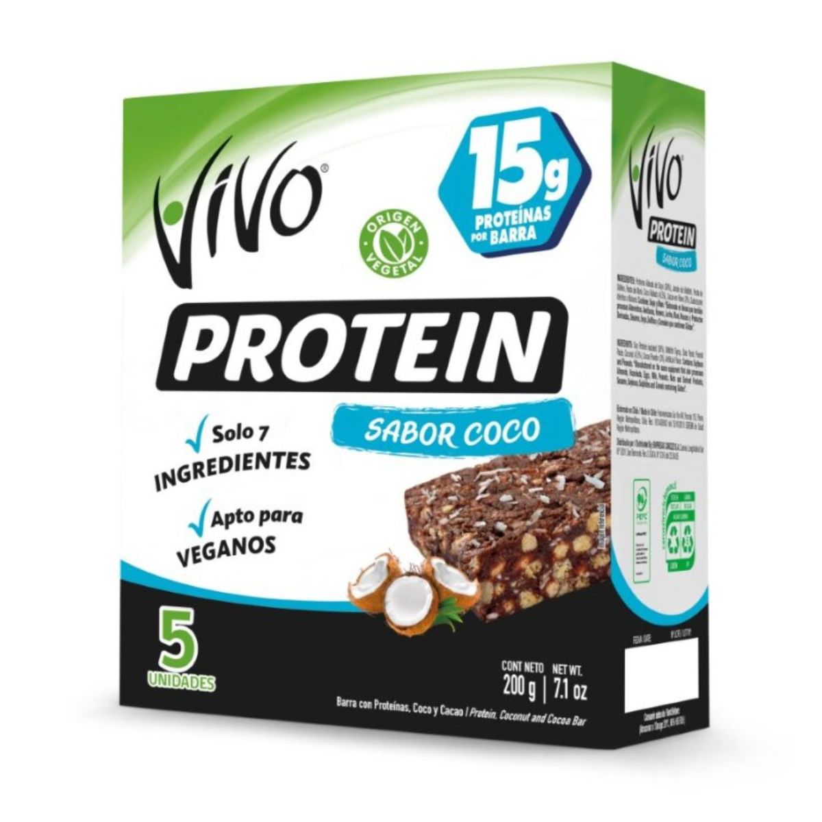VIVO - Barra de Cereal con Proteína Sabor Coco Vivo Protein 200 g