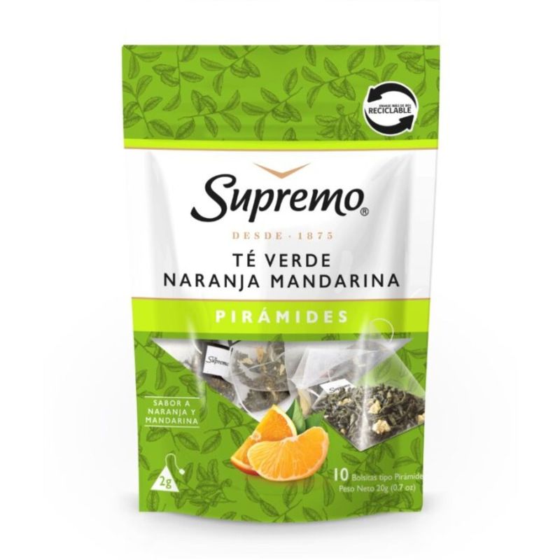 SUPREMO - Té Verde Naranja y Mandarina Pirámides Supremo 10 Un
