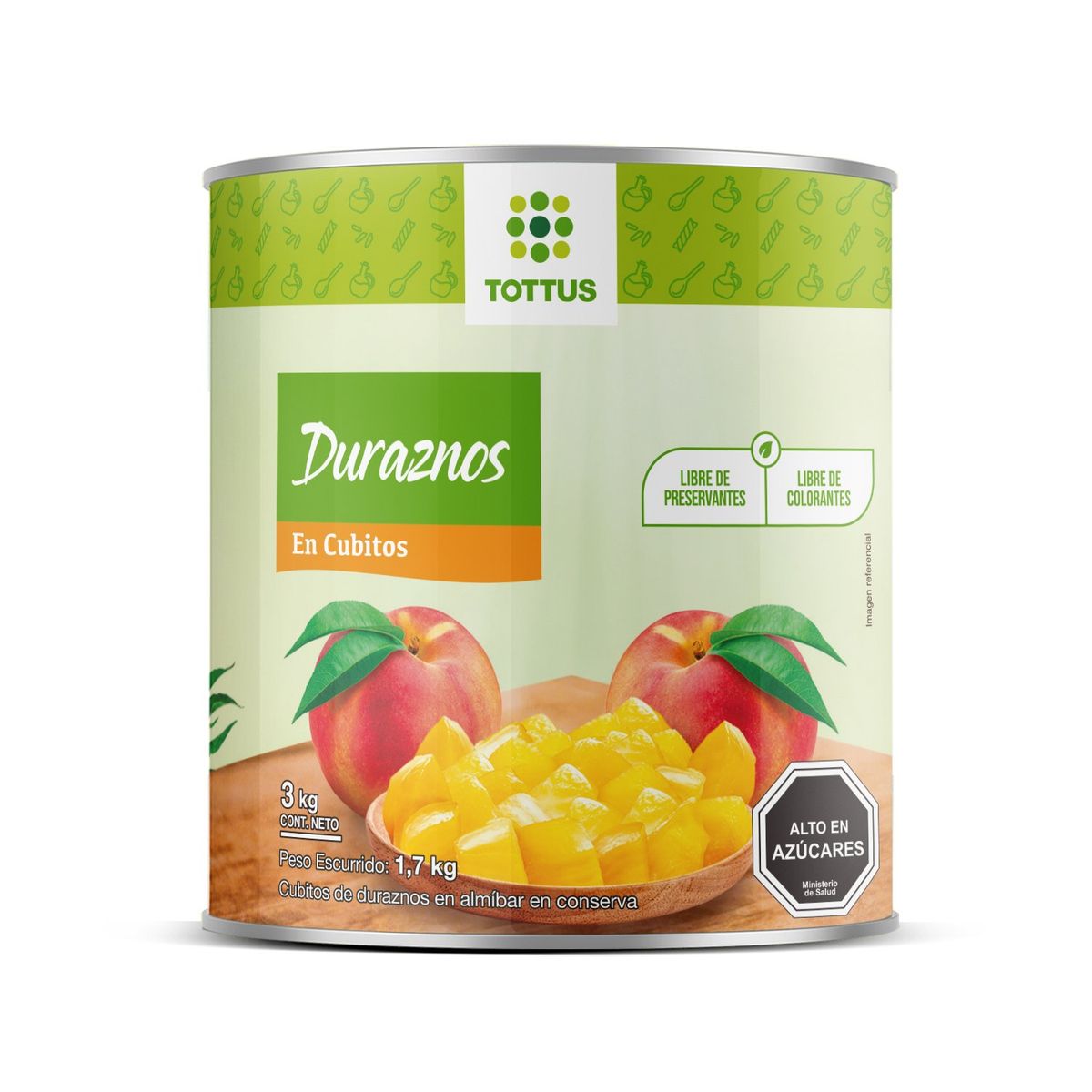 TOTTUS - Durazno en Conserva Cubitos Tottus 3 k