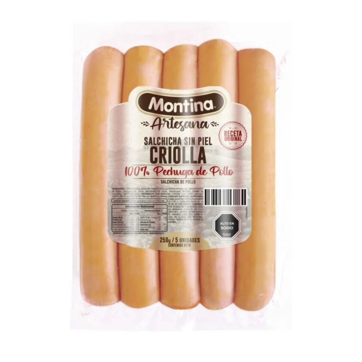 MONTINA - Salchicha Artesana Sin Piel Criolla Montina 5 Un