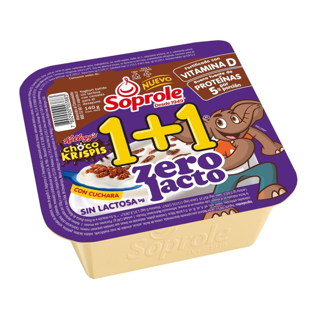 SOPROLE - Yoghurt 1+1 Choco Krispis Zerolacto Soprole 140 g