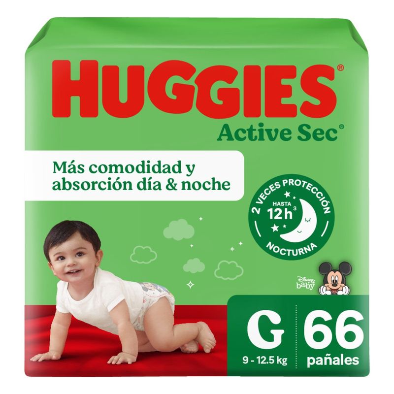 HUGGIES - Pañales Desechables Active Sec Huggies Talla G 66 Un