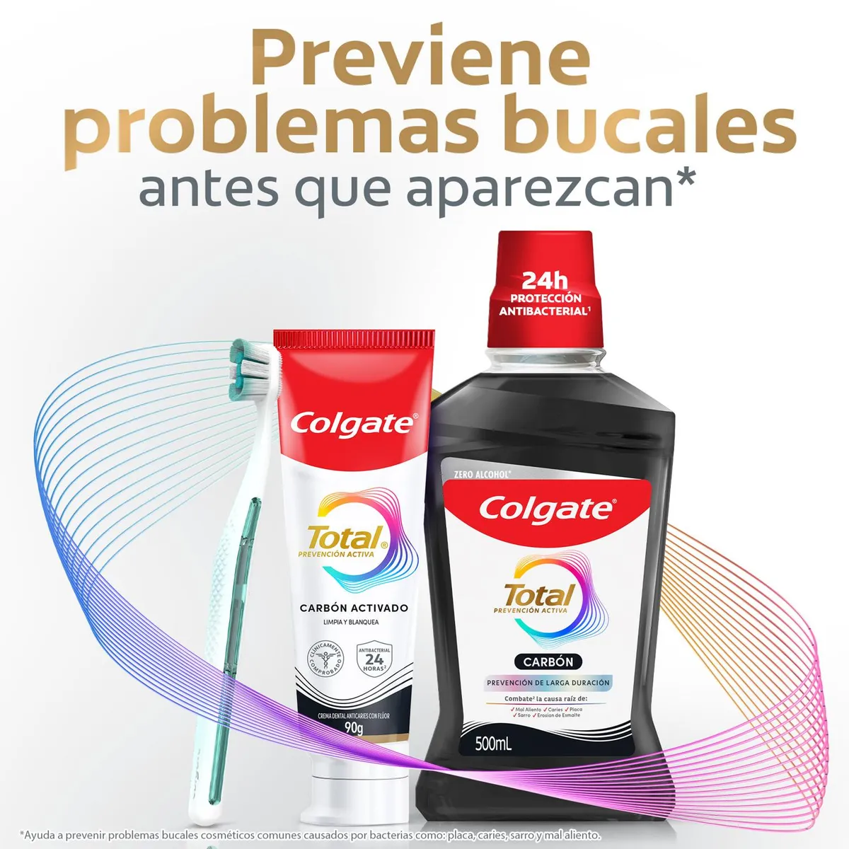 COLGATE - Pasta Dental Colgate Total Carbón Activado con Flúor 3x75 ml