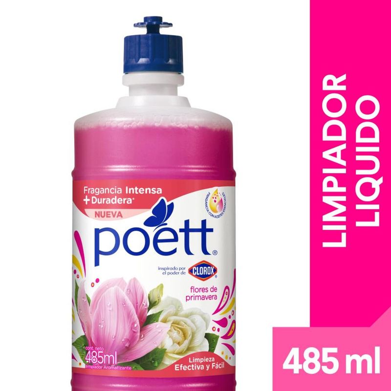 POETT - Limpiador Desinfectante de Pisos Poett Flores de Primavera Botella 485 ml