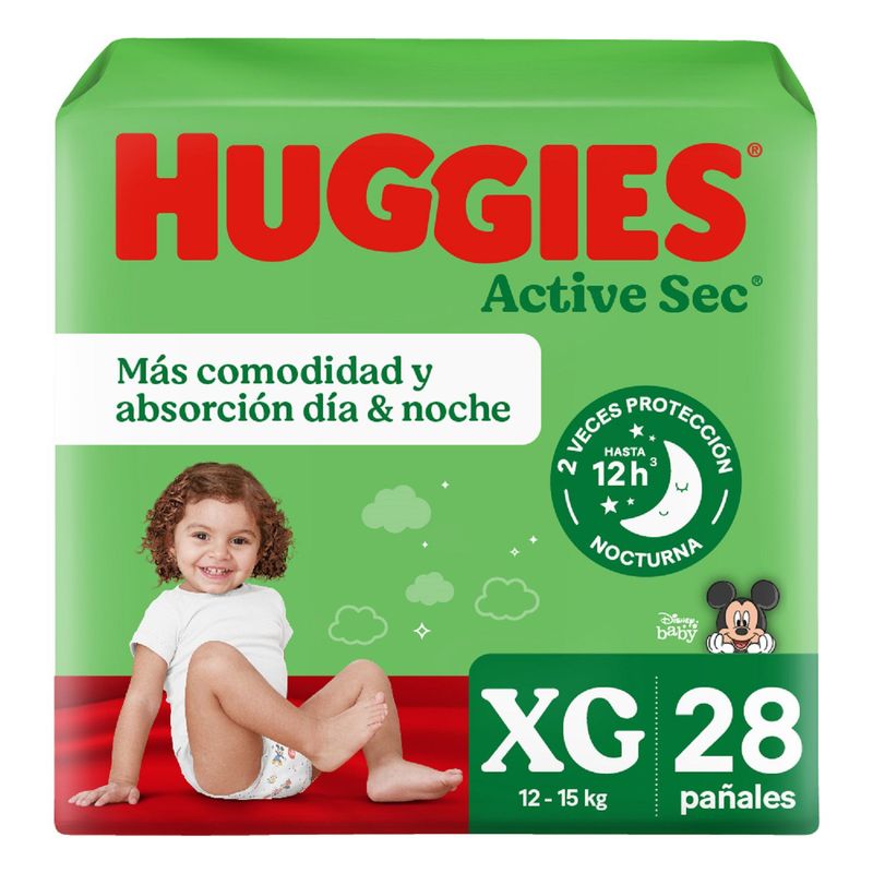 HUGGIES - Pañales Desechables Active Sec XG Huggies 1 x 28 Un