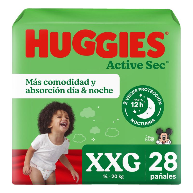 HUGGIES - Pañales Desechables Active Sec XXG Huggies 1 x 28 Un