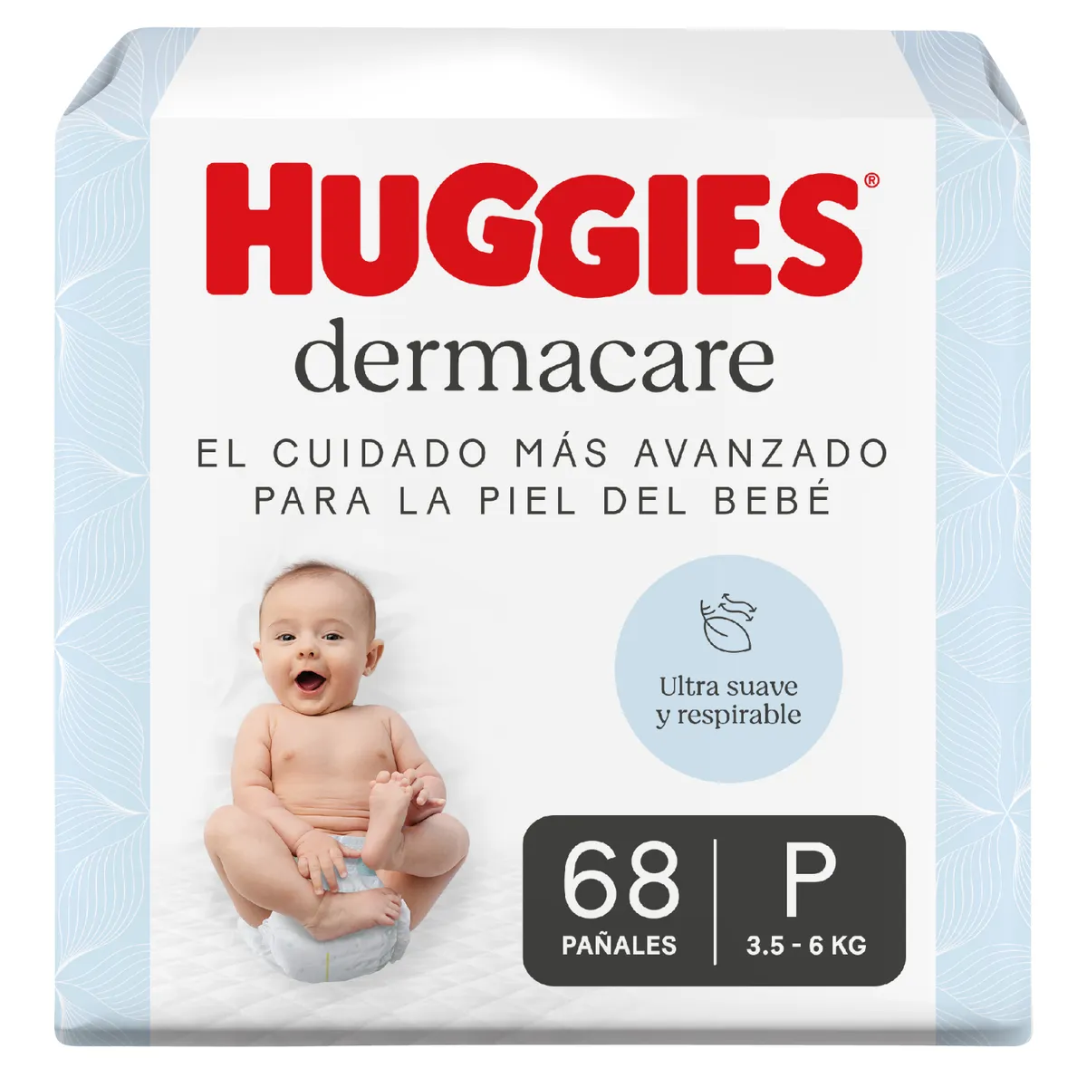 HUGGIES - Pañales Desechables Huggies Dermacare Etapa 1 Talla P 68 Un