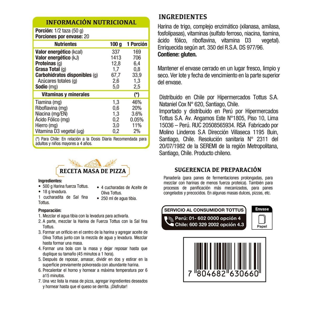 TOTTUS - Harina sin Polvo de Hornear Fuerza Tottus 1 Kg