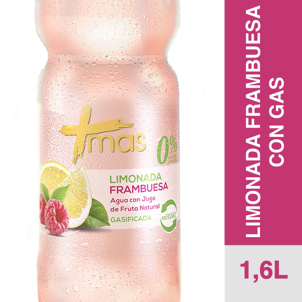 MAS - Agua Sabor Limonada Frambuesa Mas 1.6 L