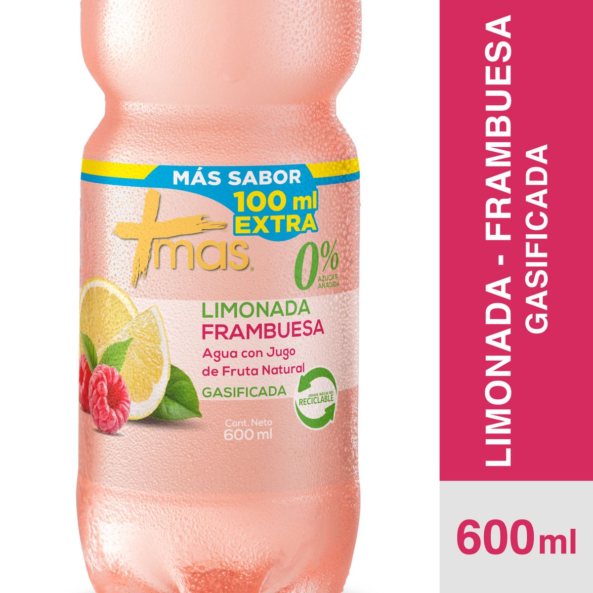 MAS - Agua Sabor Limonada Frambuesa Mas 600 ml