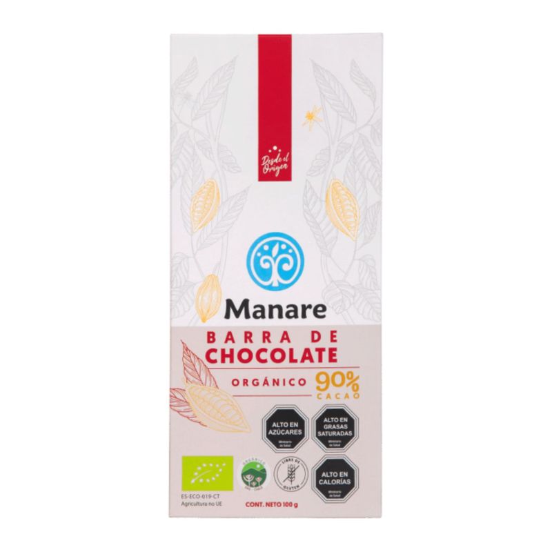 MANARE - Barra de Chocolate Orgánico 90% Cacao Manare 100 g