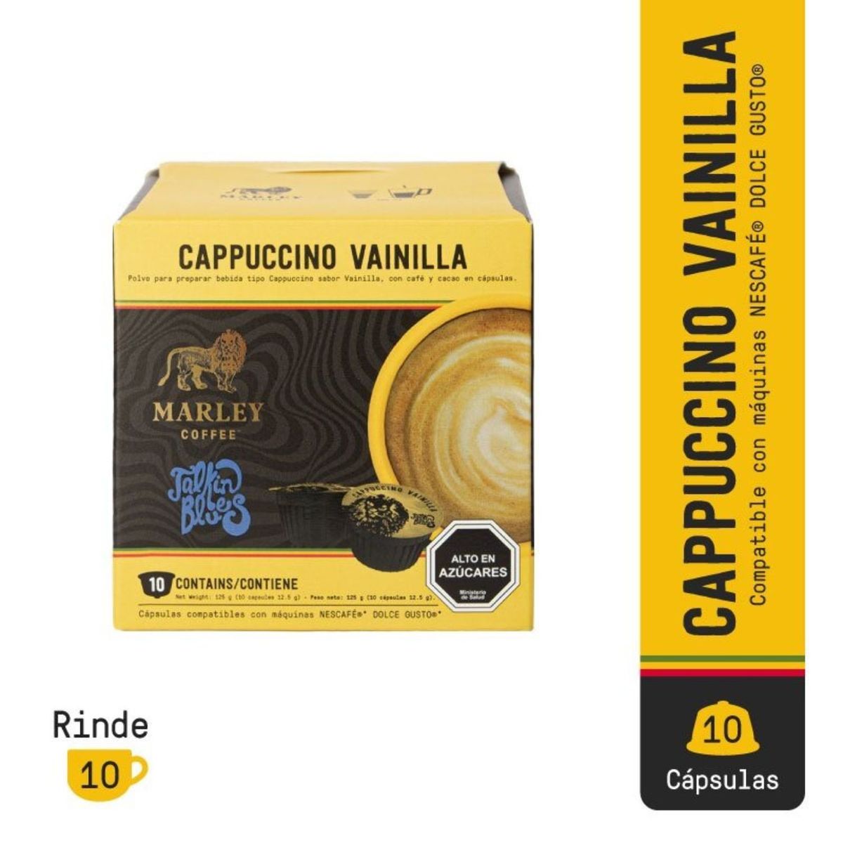 MARLEY COFFEE - Cápsulas de Café Cappuccino Vainilla Marley Coffee 10 UN