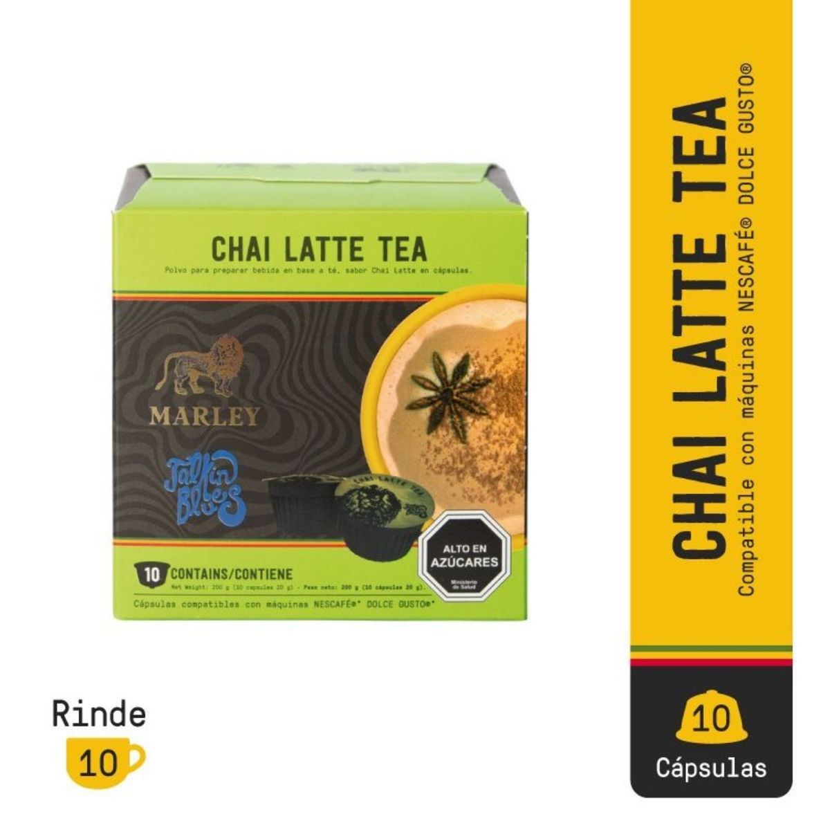 MARLEY COFFEE - Cápsulas de Chai Latte Tea Marley Coffee 10 Un