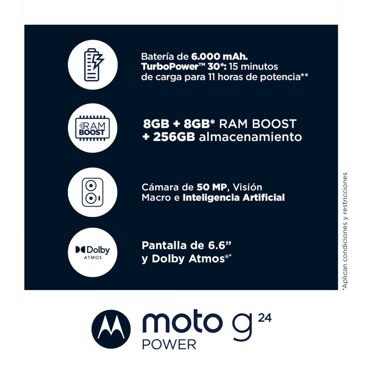 MOTOROLA - Smartphone Moto G24 Power Cel 4+256Gb Open